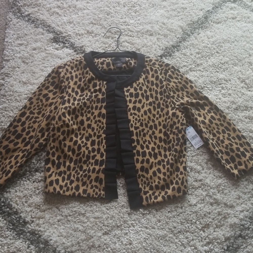 Leopard print cardigan with ruffle detail- NWT